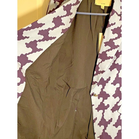 L’AGENCE Chamberlain Blazer in Ramy Print on Crepe Suiting Dusk/Dark Aster, Sz 2 - Picture 6 of 6